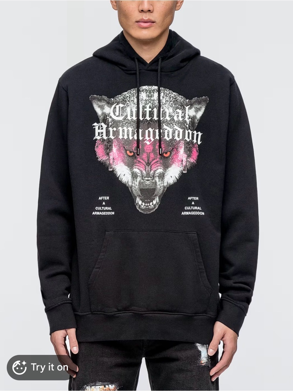 Marcelo Burlon County of Milan Haupi Wolf Hoodie Cultural Armageddon Black M